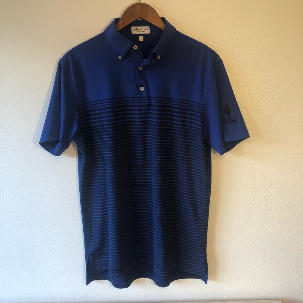 Peter Millar Blue Striped Golf Polo The Clint Size Small
